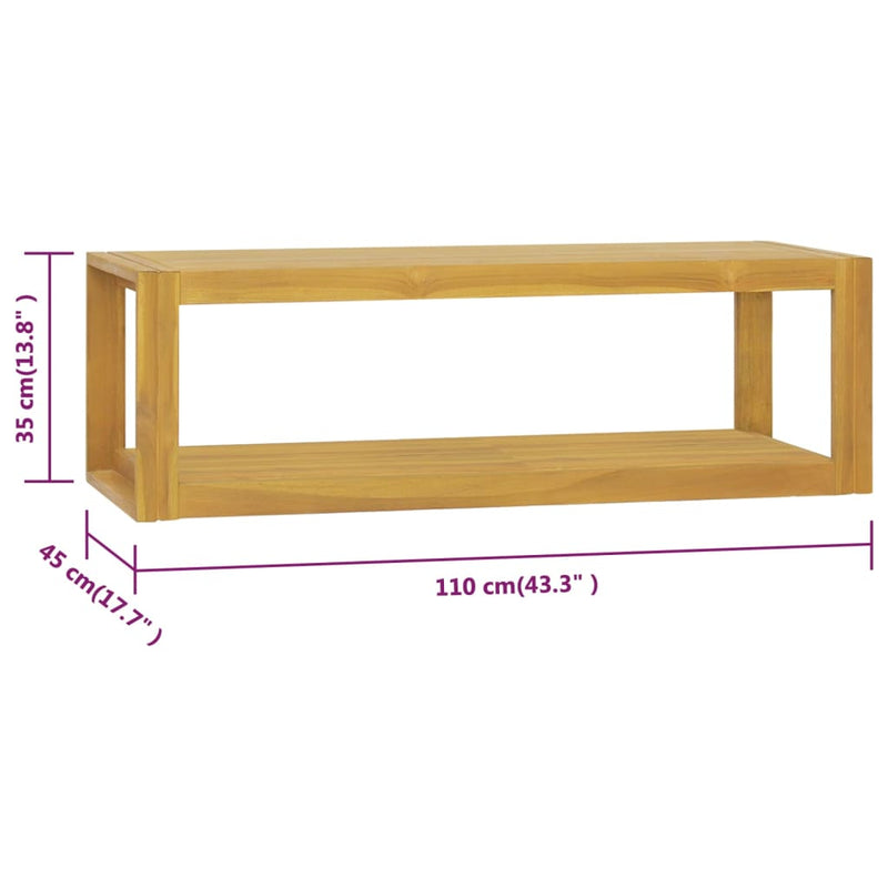 vidaXL tömör tíkfa falra szerelhető fürdőszobaszekrény 110x45x35 cm