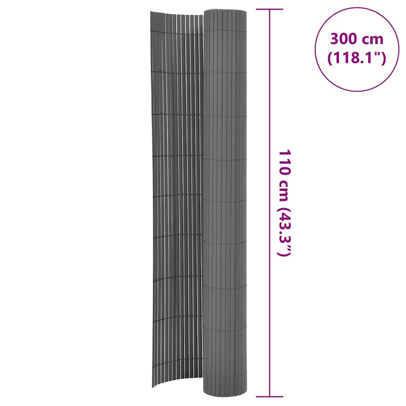 vidaXL szürke kétoldalas kerti kerítés 110 x 300 cm