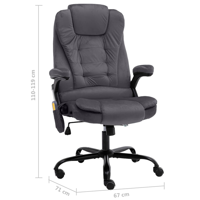 vidaXL sötétszürke bársony masszázs irodaszék