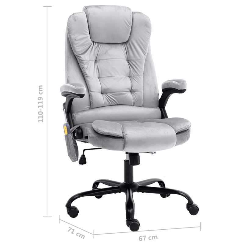 vidaXL világosszürke bársony masszázs irodaszék