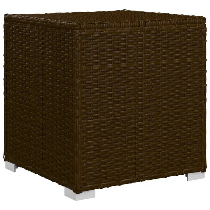 vidaXL barna polyrattan napozóágy párnával és teázóasztallal