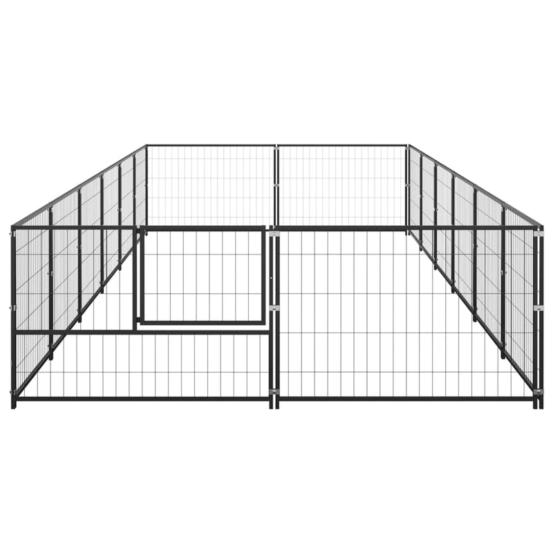 vidaXL fekete acél kutyakennel 12 m²