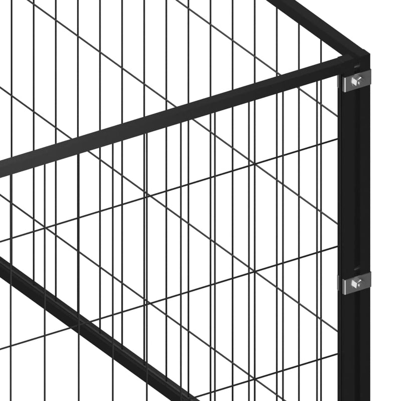 vidaXL fekete acél kutyakennel 12 m²
