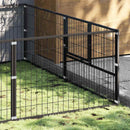 vidaXL fekete acél kutyakennel 14 m²