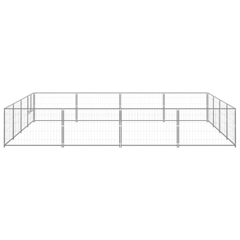 vidaXL ezüstszínű acél kutyakennel 16 m²