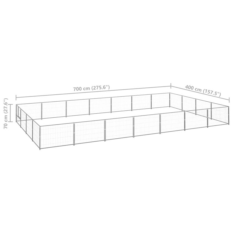 vidaXL ezüstszínű acél kutyakennel 28 m²