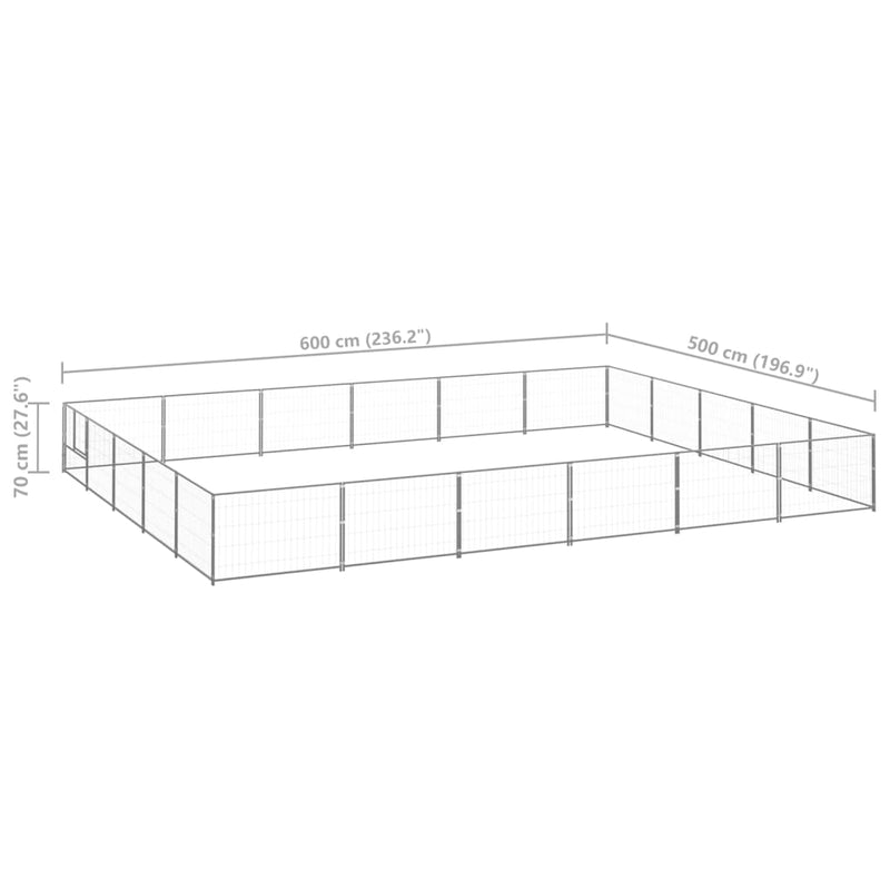 vidaXL ezüstszínű acél kutyakennel 30 m²