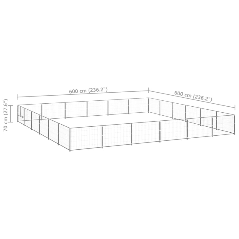 vidaXL ezüstszínű acél kutyakennel 36 m²