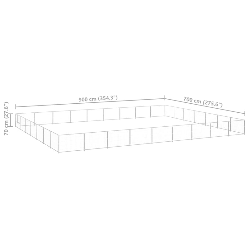 vidaXL ezüstszínű acél kutyakennel 63 m²