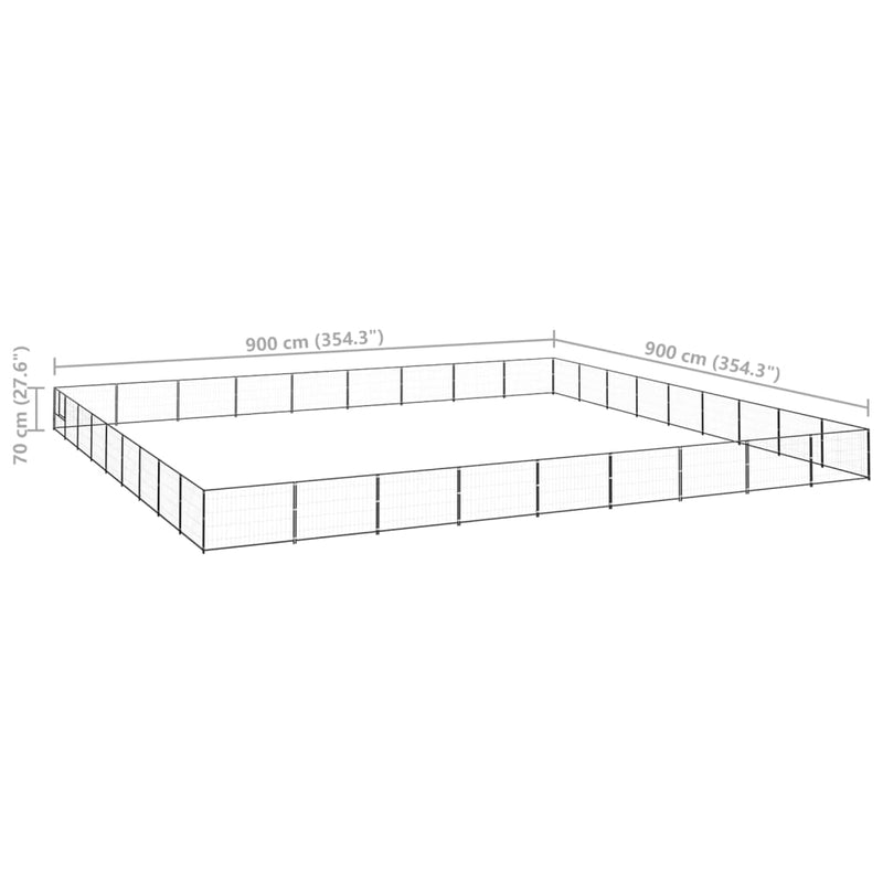 vidaXL fekete acél kutyakennel 81 m²