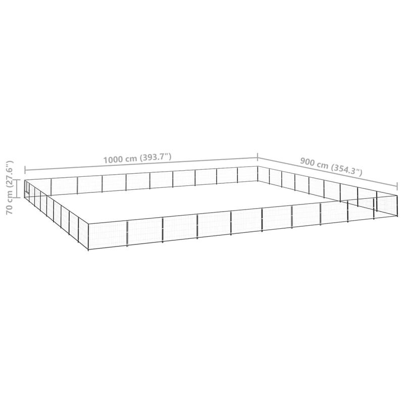 vidaXL fekete acél kutyakennel 90 m²