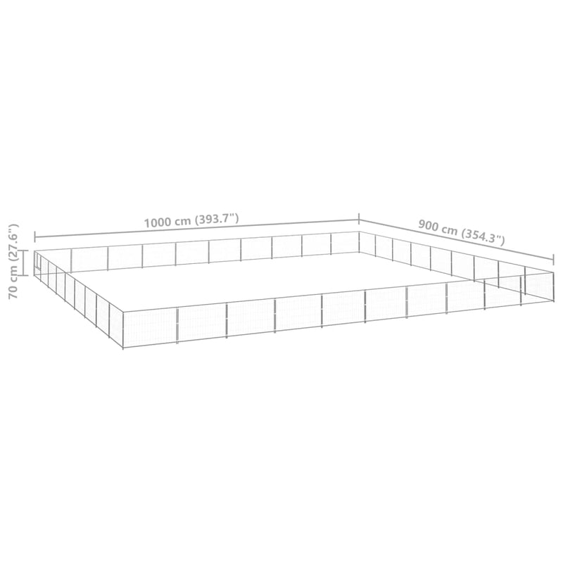 vidaXL ezüstszínű acél kutyakennel 90 m²