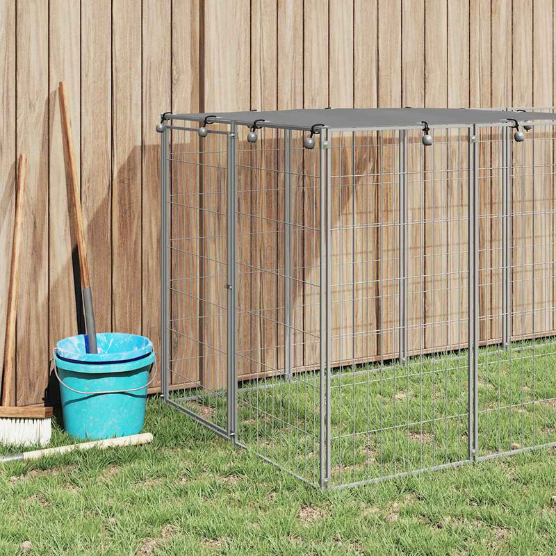 vidaXL ezüstszínű acél kutyakennel 6,05 m²