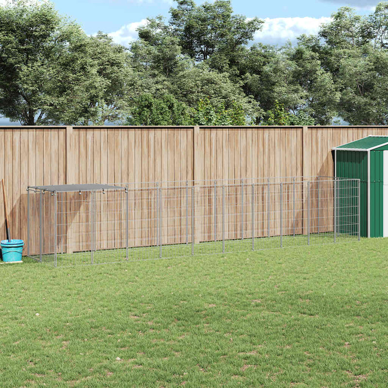 vidaXL ezüstszínű acél kutyakennel 6,05 m²