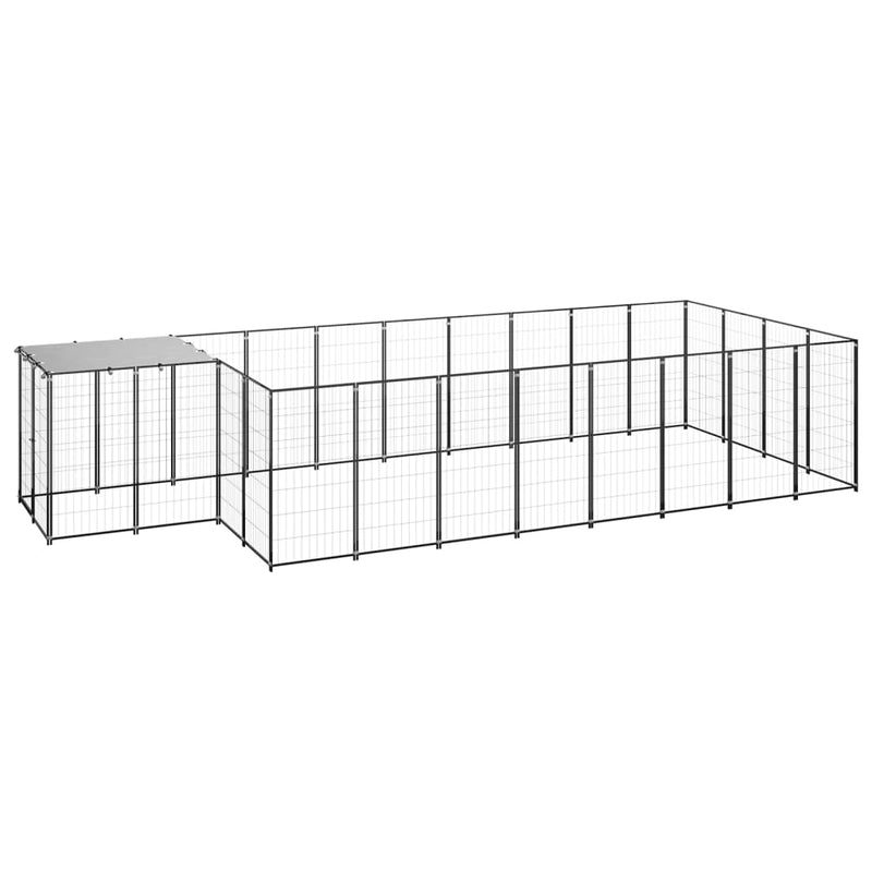 vidaXL fekete acél kutyakennel 10,89 m²