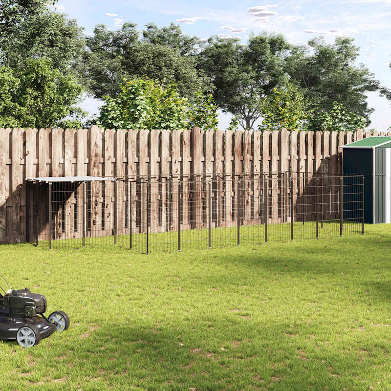 vidaXL fekete acél kutyakennel 10,89 m²