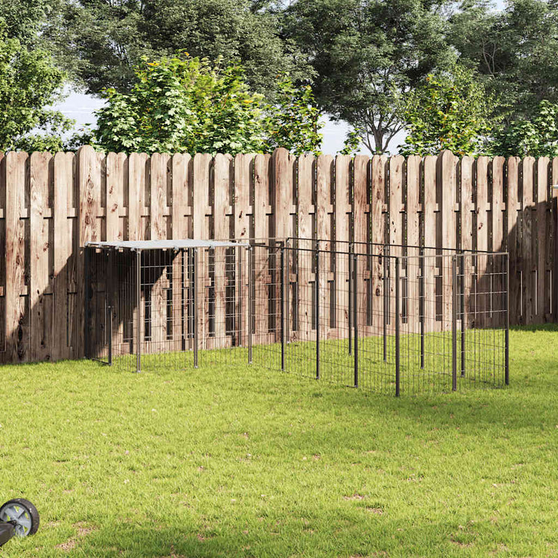 vidaXL fekete acél kutyakennel 4,84 m²