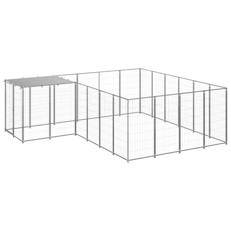 vidaXL ezüstszínű acél kutyakennel 8,47 m²