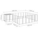 vidaXL ezüstszínű acél kutyakennel 12,1 m²