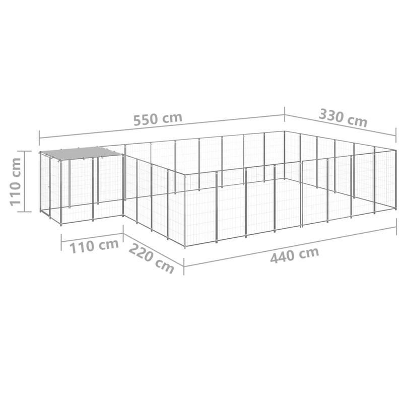 vidaXL ezüstszínű acél kutyakennel 15,73 m²