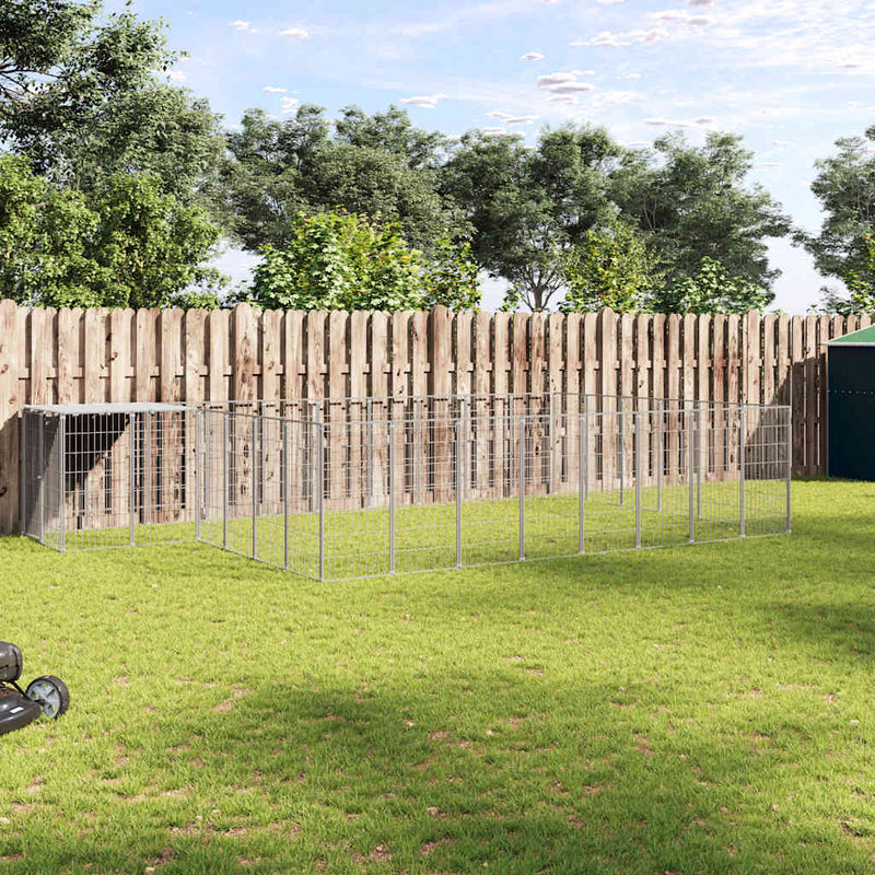 vidaXL ezüstszínű acél kutyakennel 15,73 m²