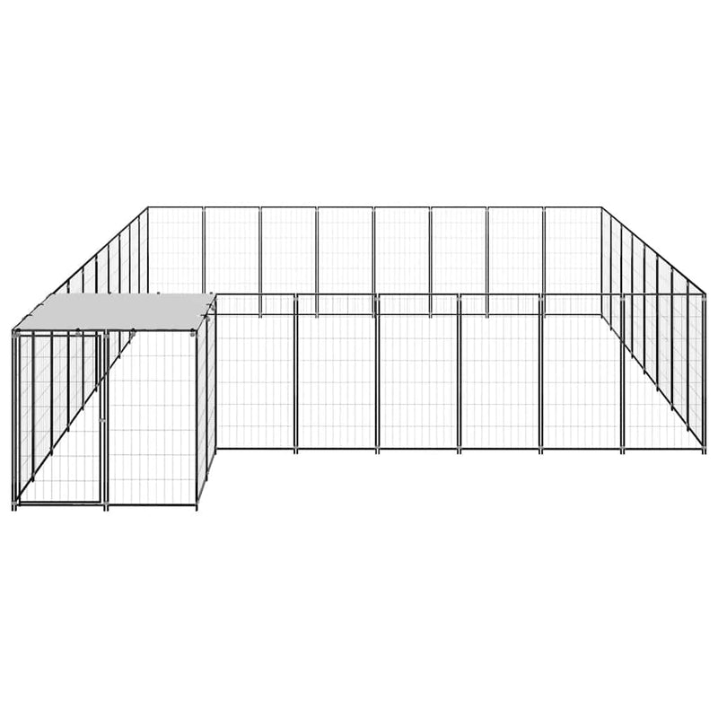 vidaXL fekete acél kutyakennel 20,57 m²