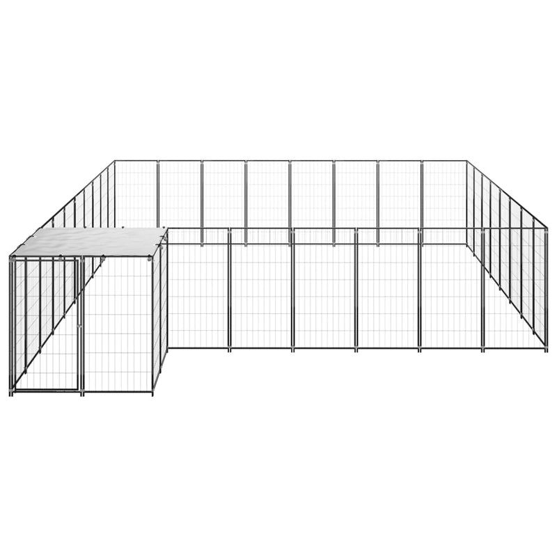 vidaXL fekete acél kutyakennel 20,57 m²