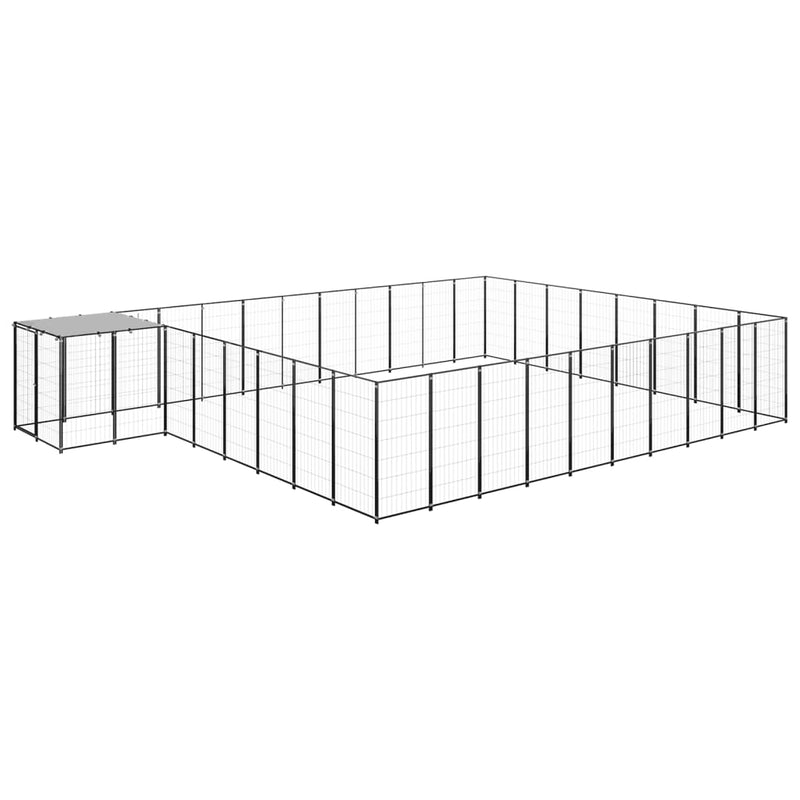 vidaXL fekete acél kutyakennel 25,41 m²