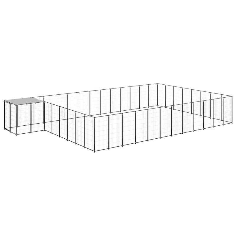 vidaXL fekete acél kutyakennel 30,25 m²
