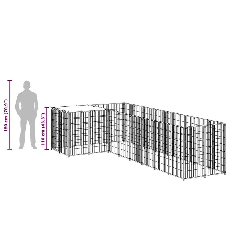 vidaXL ezüstszínű acél kutyakennel 6,05 m²