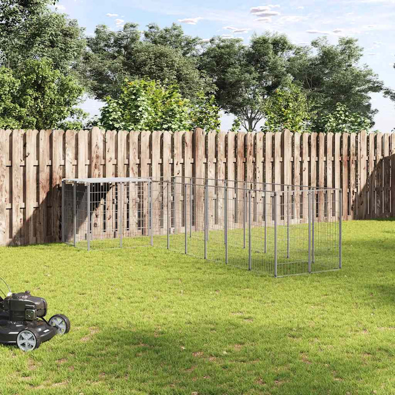 vidaXL ezüstszínű acél kutyakennel 6,05 m²