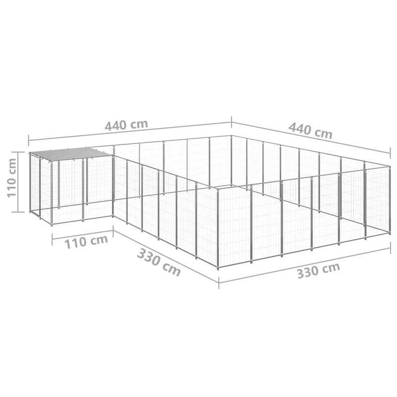 vidaXL ezüstszínű acél kutyakennel 15,73 m²