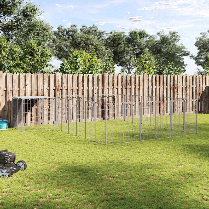 vidaXL ezüstszínű acél kutyakennel 15,73 m²