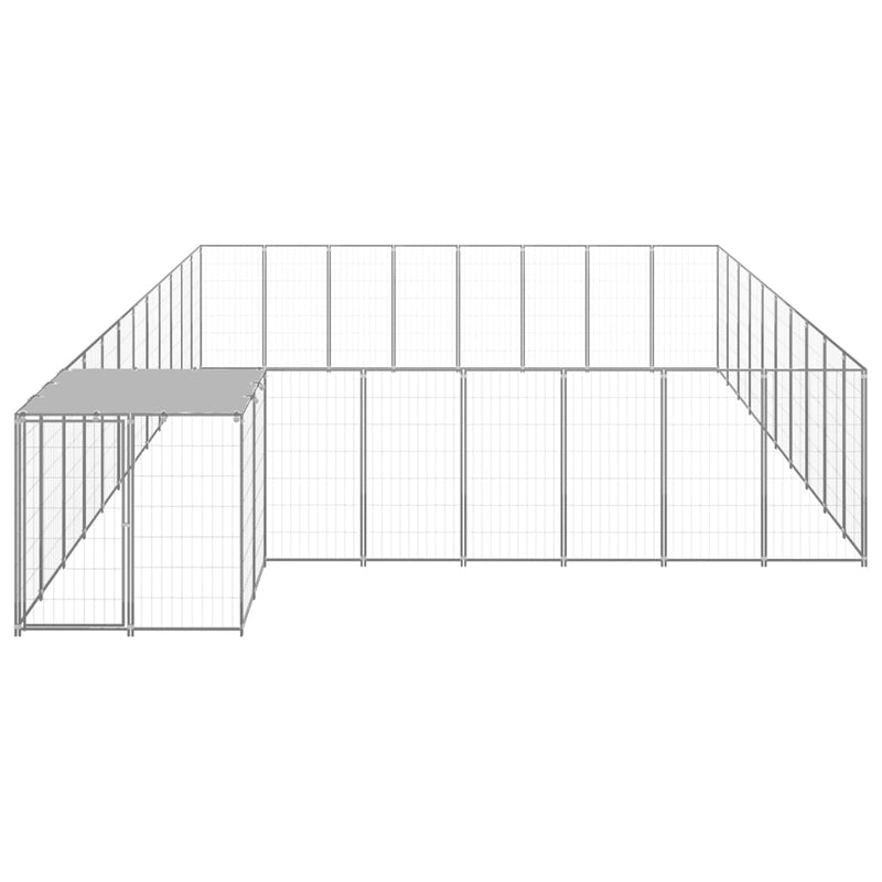vidaXL ezüstszínű acél kutyakennel 25,41 m²