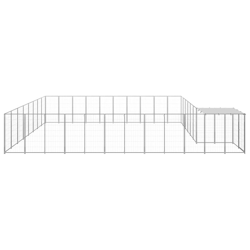 vidaXL ezüstszínű acél kutyakennel 25,41 m²