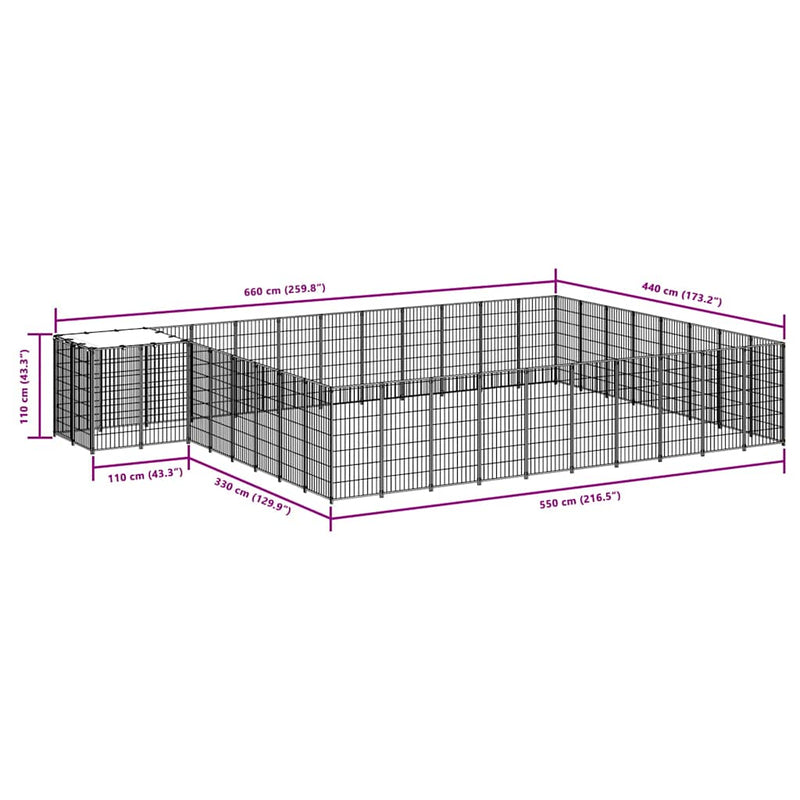 vidaXL ezüstszínű acél kutyakennel 25,41 m²