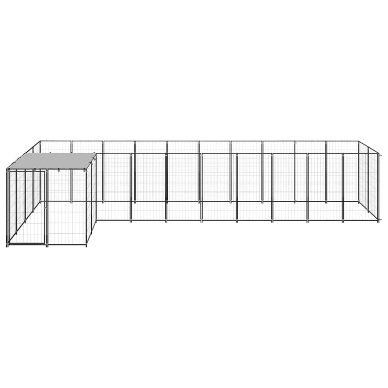 vidaXL fekete acél kutyakennel 7,26 m²