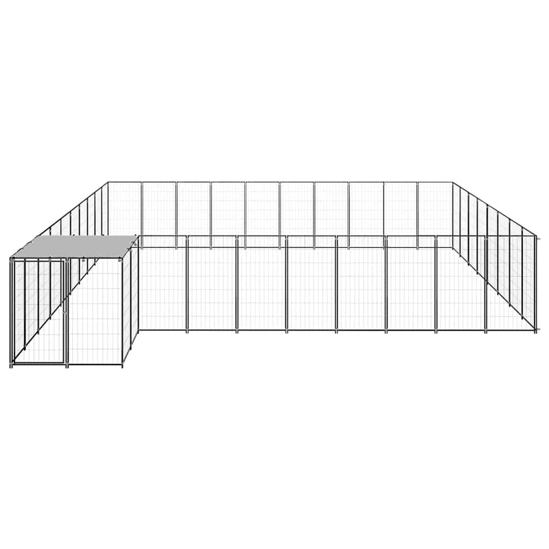 vidaXL fekete acél kutyakennel 25,41 m²