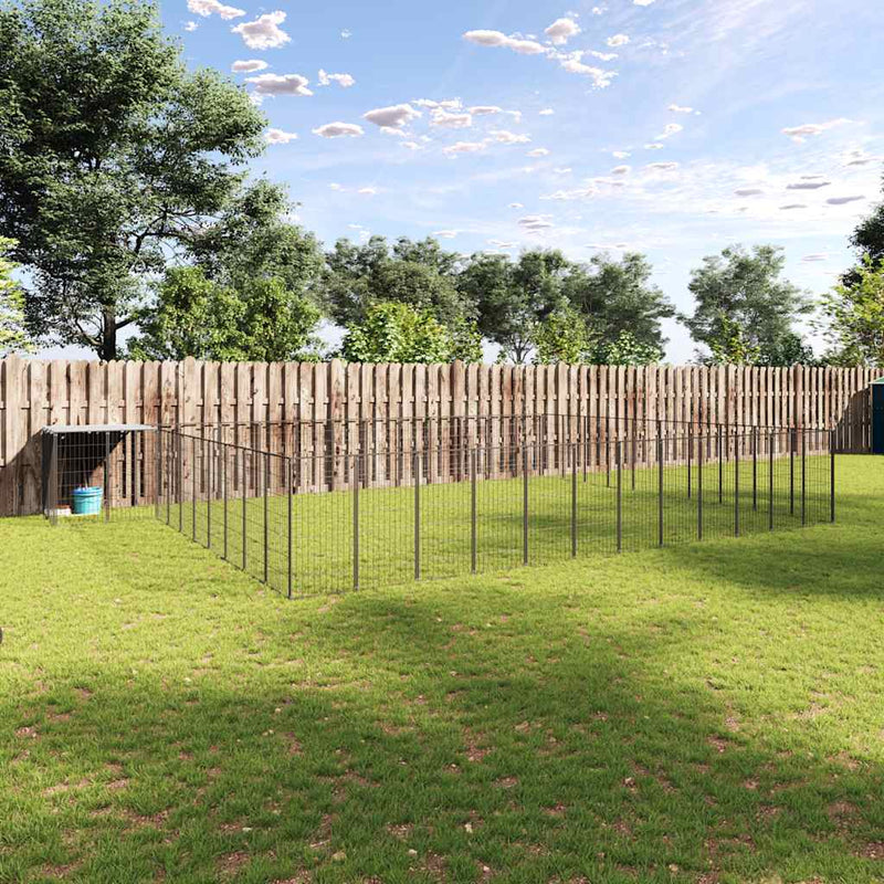 vidaXL fekete acél kutyakennel 37,51 m²