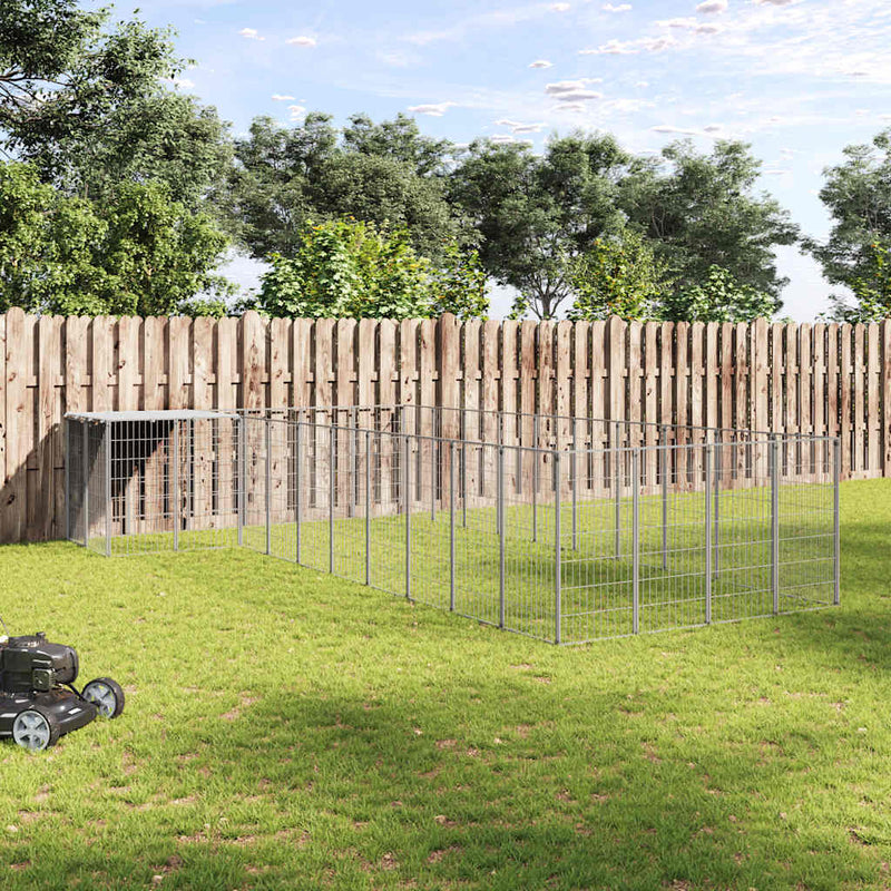 vidaXL ezüstszínű acél kutyakennel 13,31 m²