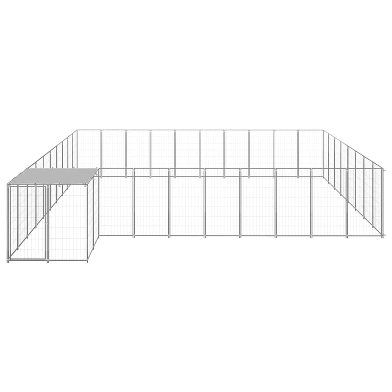 vidaXL ezüstszínű acél kutyakennel 25,41 m²
