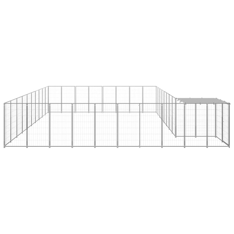vidaXL ezüstszínű acél kutyakennel 25,41 m²