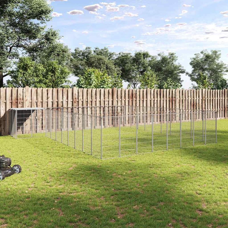 vidaXL ezüstszínű acél kutyakennel 25,41 m²