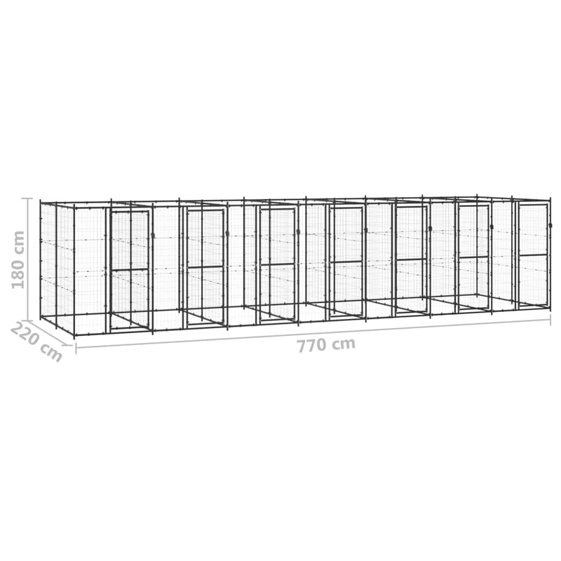 vidaXL kültéri acél kutyakennel 16,94 m²