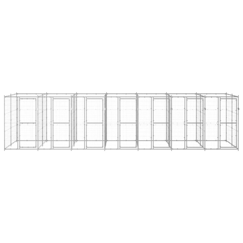 vidaXL kültéri horganyozott acél kutyakennel 16,94 m²