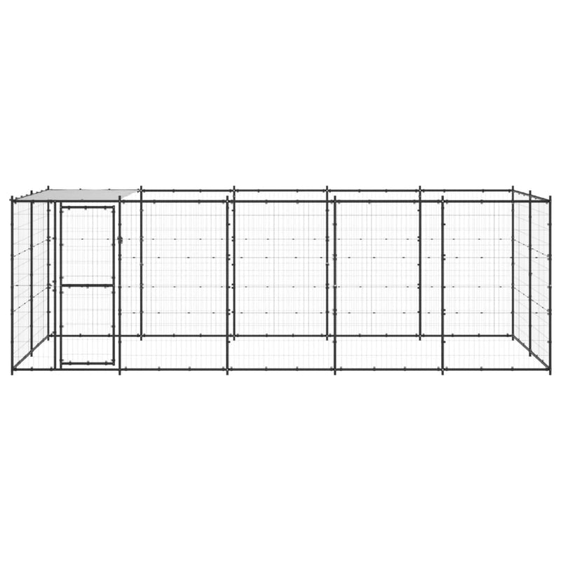 vidaXL kültéri acél kutyakennel tetővel 12,1 m²