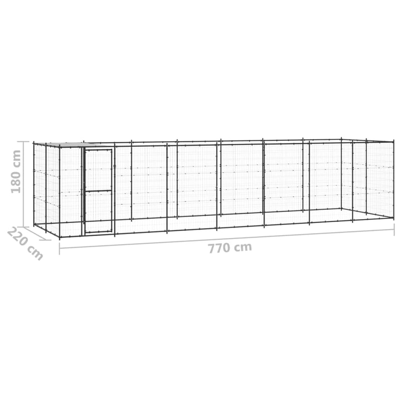 vidaXL kültéri acél kutyakennel tetővel 16,94 m²