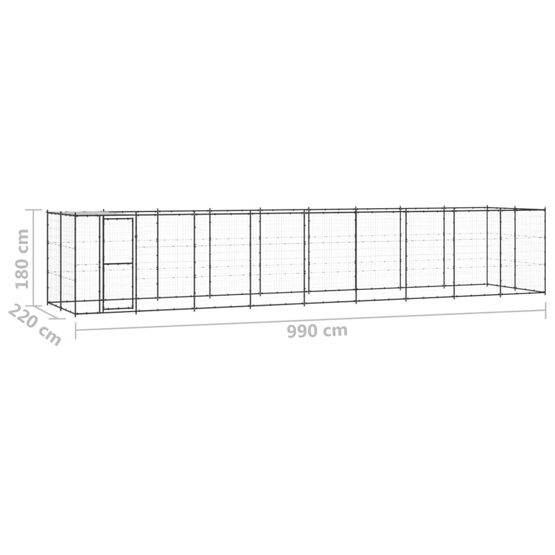 vidaXL kültéri acél kutyakennel tetővel 21,78 m²