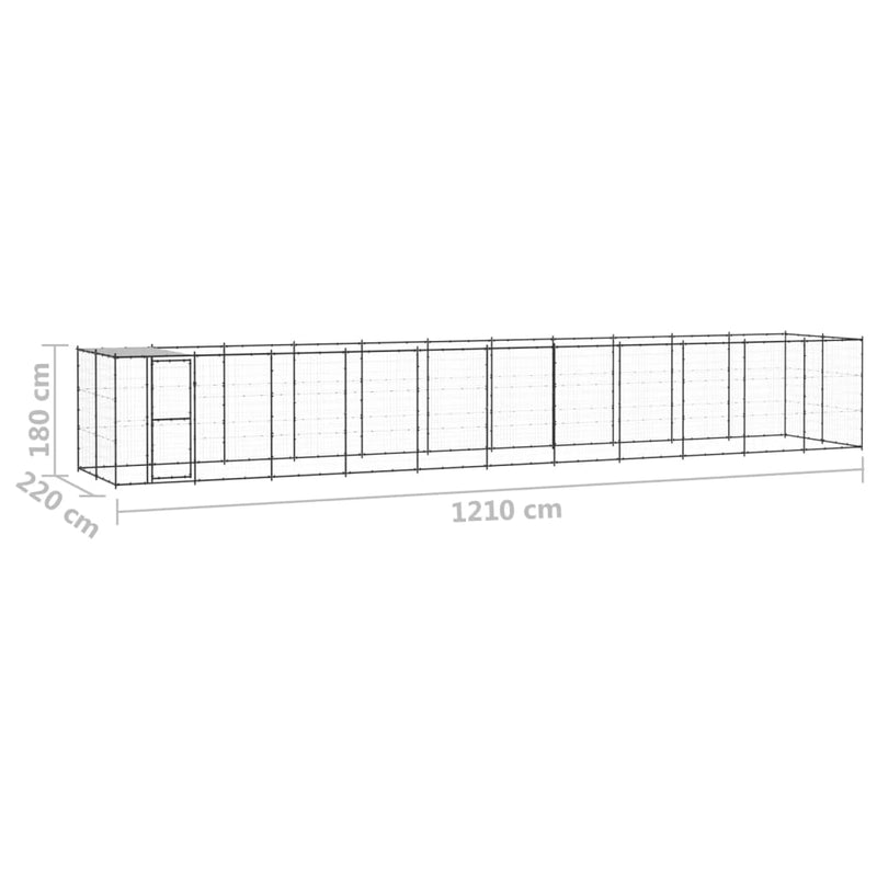 vidaXL kültéri acél kutyakennel tetővel 26,62 m²