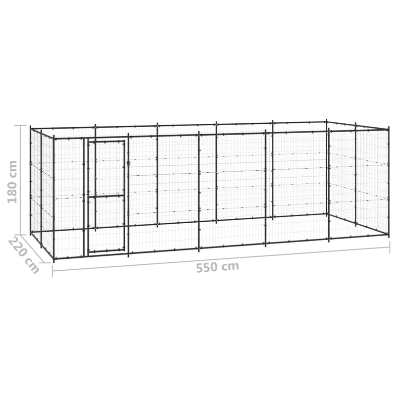 vidaXL kültéri acél kutyakennel 12,1 m²